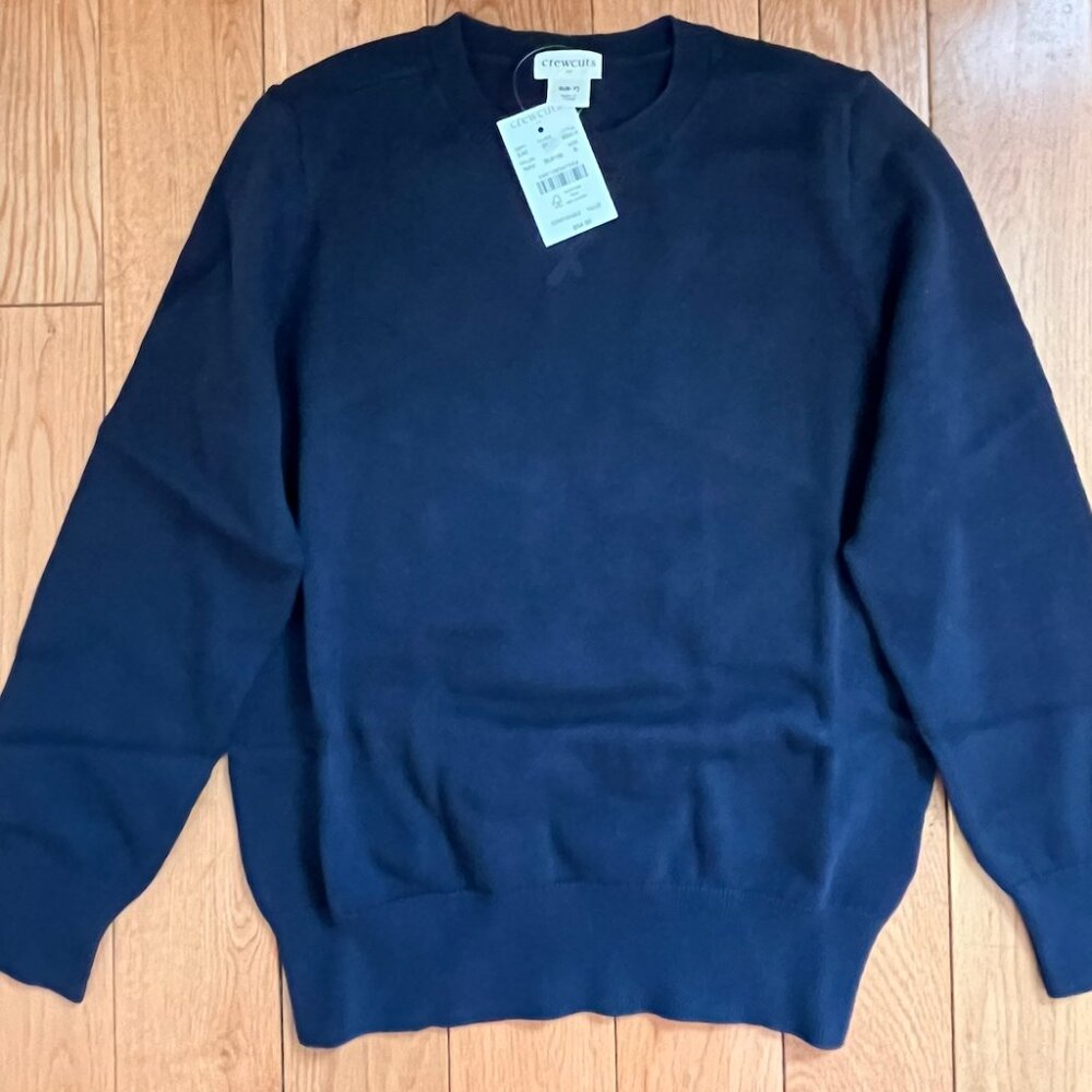 J Crew Crewcuts Boys Navy Crewneck Sweater, Size S (6-7), NWT